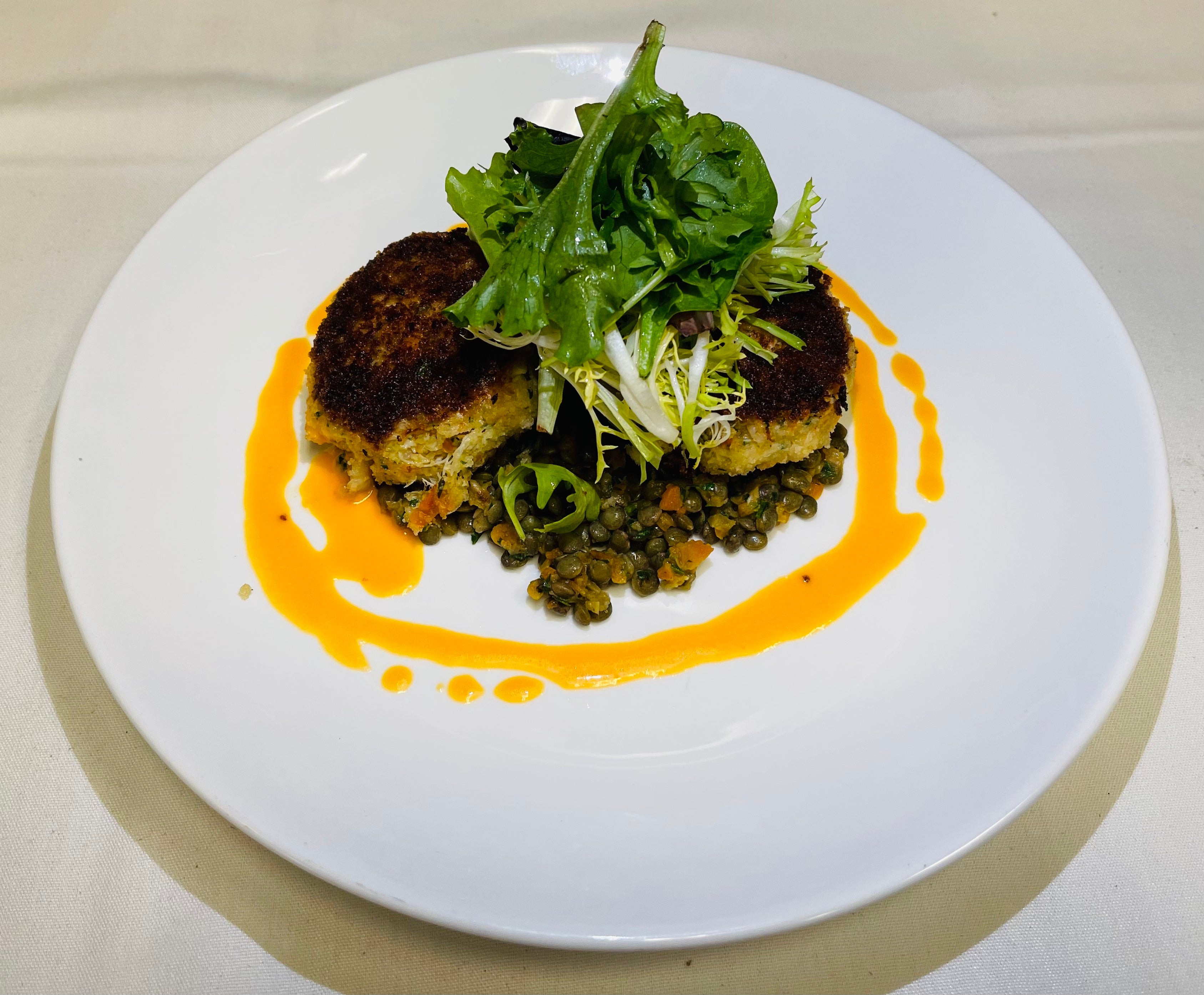 Crab Cakes + Lentils